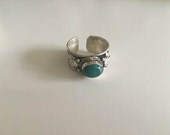Adjustable boho ring, turquiose and moon stone ring, boho jewelry,ethnic ring, tribal ring, gypsy ring, vintage ring