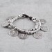 COIN Charm Bracelet made of zamak with leather, antique silver (B94)