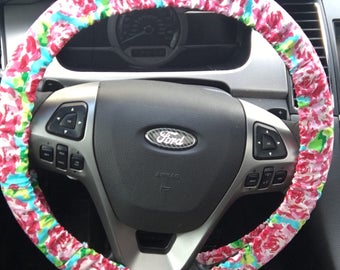Lilly Pulitzer Inspired Print Steering Wheel Cover