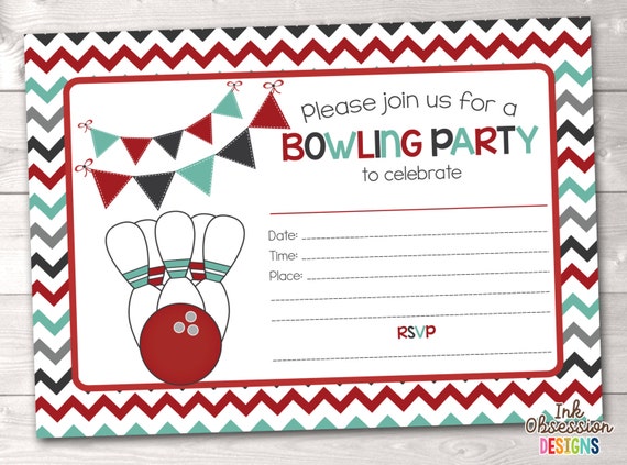 bowling party blank invitations