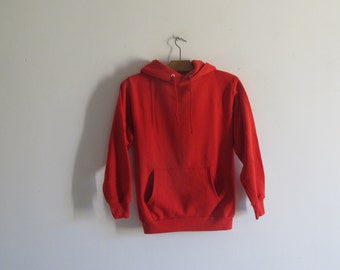 Vintage 80s /90s Jerzees plain hoodie raglan RED sweatshirt small