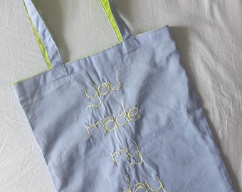 Shopping Bag-"made my day"-Embroidered carrying bag