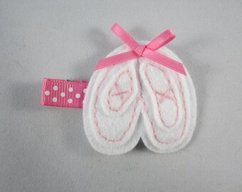 Ballerina slippers felt hand sewn hair clip