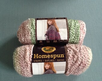 Lion brand homespun yarn - sundae striped. Bulky.