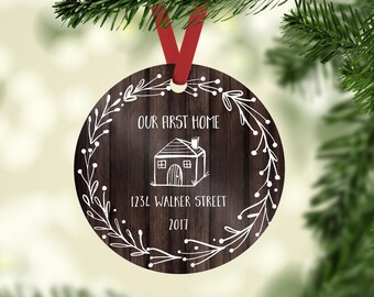 Our First Home, First Home Ornament, Housewarming Gift, Personalized Address Sign, New House Gift, First Christmas in Our New Home