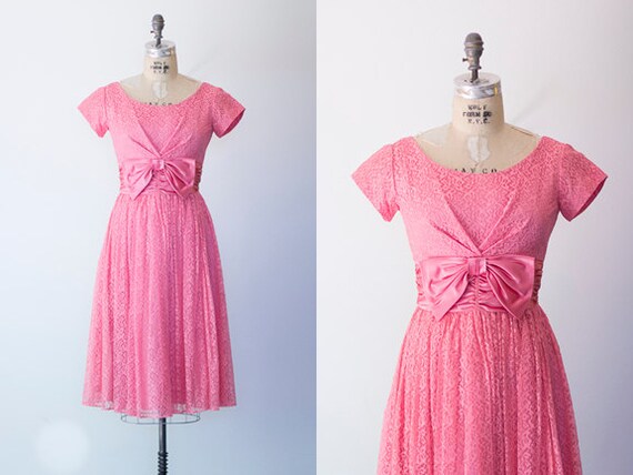 Shimaya dress 1950s bubble gum pink lace party dress 50s