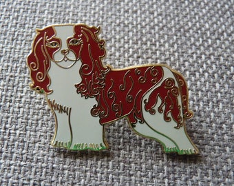 Enamel Cavalier King Charles Spaniel Brooch