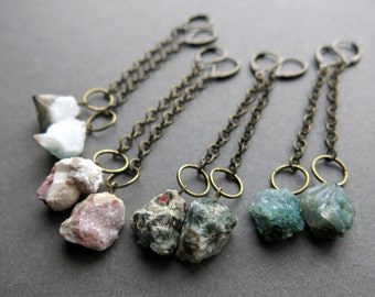 Raw Stone Earrings - Boho Earrings - Raw Crystal Earrings - Raw Stone Jewelry - Raw Gemstone Earrings - Tribal Bohemian Crystal Jewelry