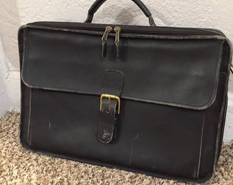 Coach black leather laptop briefcase