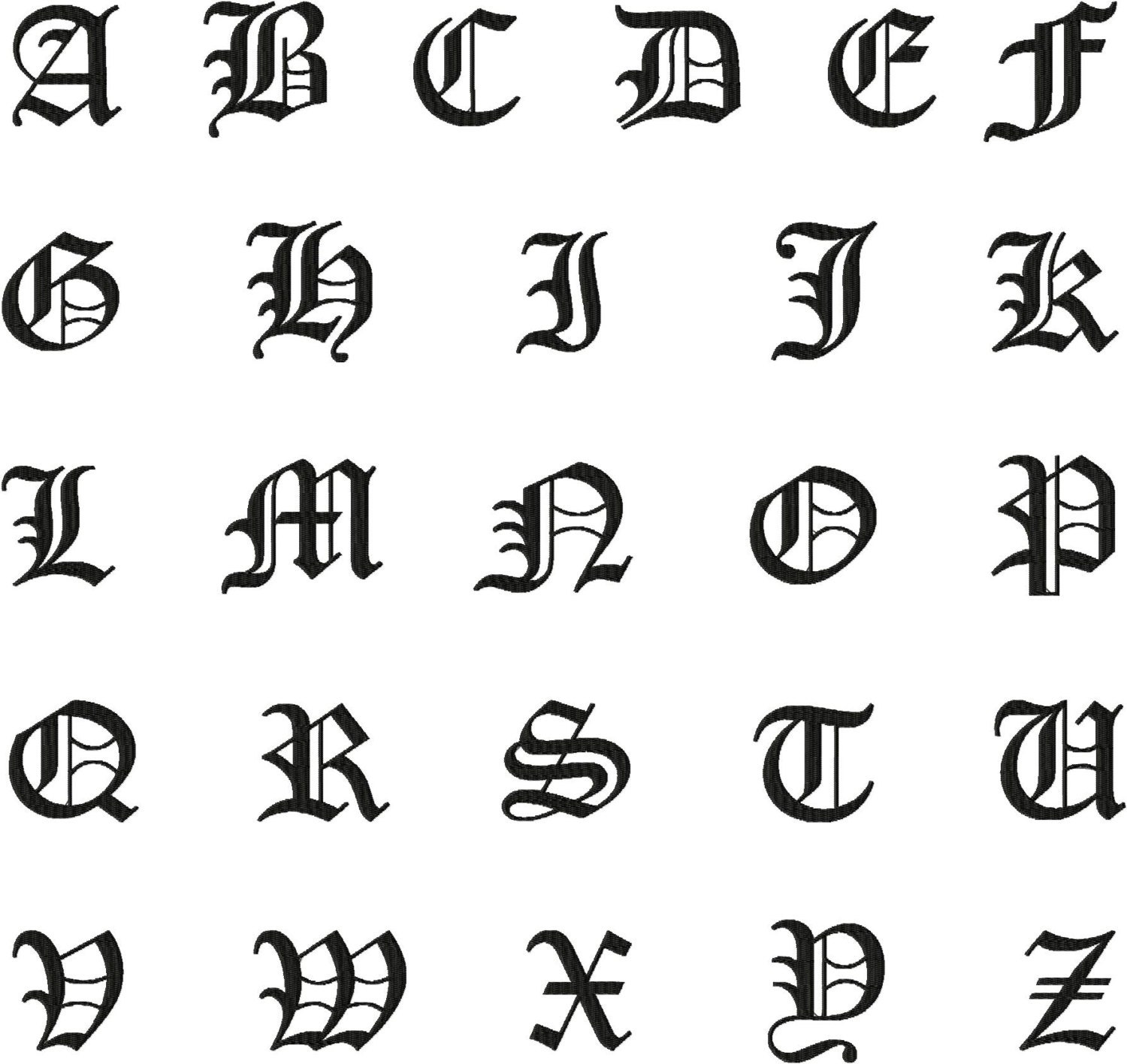 Tattoo old english letters font