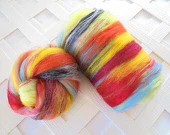 SCANDINAVIA, Art Batts, Luxury Art Batt, Merino Wool Batt, Bamboo Art Batt, Felting Batt, Soft Art Batt, Bright Batt, Colorful Art Batts
