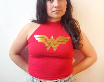 Wonder Woman Crop Top Superhero Costume Halloween Cosplay Comic Con