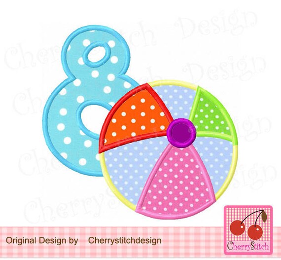 Birthday Number 8 with Beach ballBeach ball digital