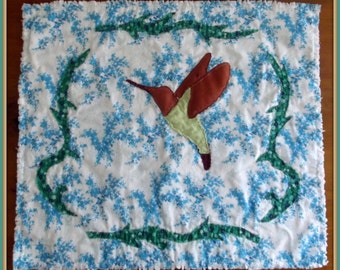 Applique Mini Quilt Pattern, "Hummingbird"