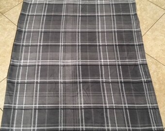 Gray plaid fleece blanket