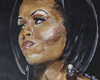 Lady Michelle Obama 8x10 Wood Panel