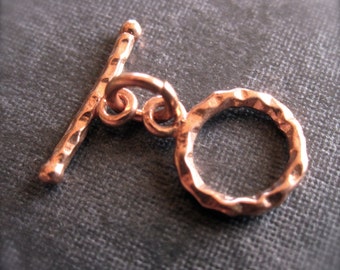 Little Simple Mini Hammered Toggle Clasp - affordable - Copper - 9mm