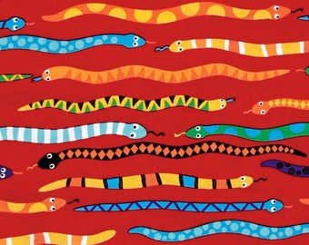 Creepy Crawlies Slithery Red Fabric by Michael Miller