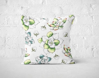 Succulents Pillow Cases | Botanical Throw Pillow Covers | Nature Accent Pillows | Plants Bed Pillow Cases | Decorative Pillows | Green