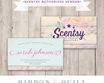 Authorized Scentsy Vendor • Scentsy Rustic Rose Business Card • DIGITAL FILE ONLY
