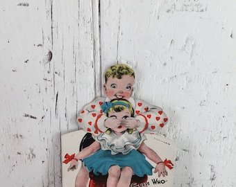 vintage valentine mechanical peek a boo guess who hands and eyes move used valentine to repurpose