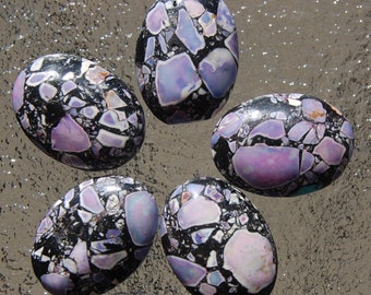 1 Mother of Pearl Shell composite bead purple and black