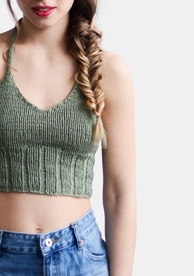 knitted halter crop top