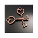 Antique Copper Vintage Style Skeleton Key Heart Bow Pendant Charm 56 mm - 1 Count Pair