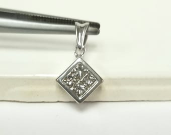 5/8" Estate 14k White Gold Diamond .50ct tw Princess Cut Pendant GS1740
