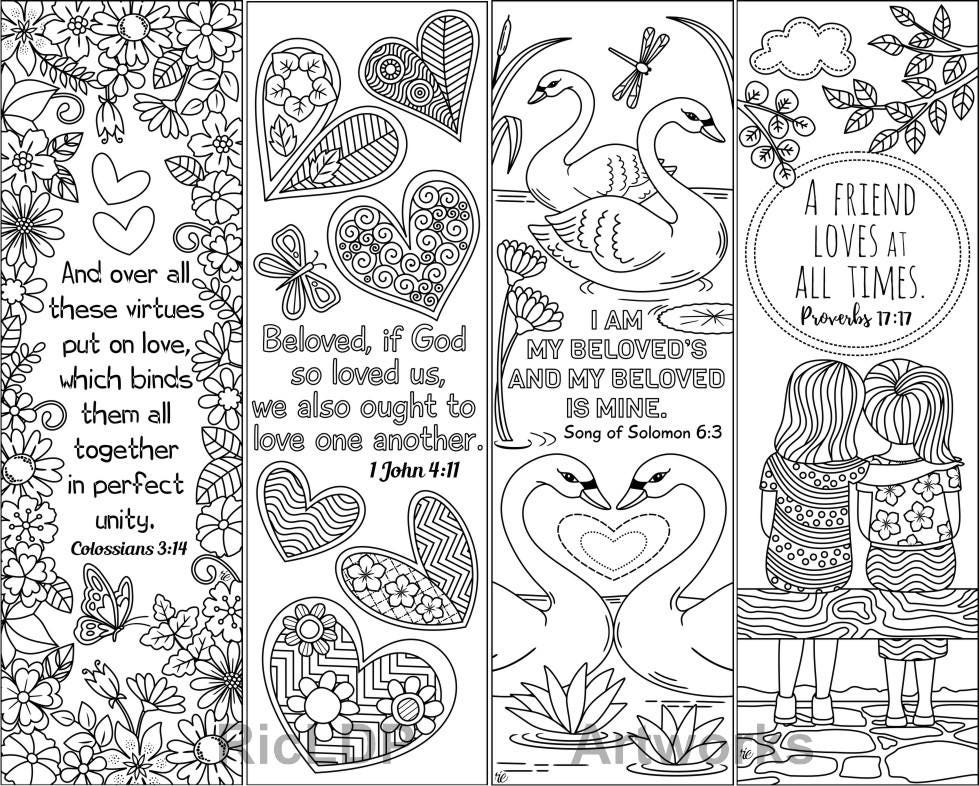 8 printable coloring bookmarks with love bible verses love