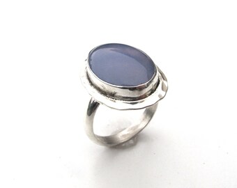 Sterling Silver and Chalcedony Ring - Size 8 OOAK