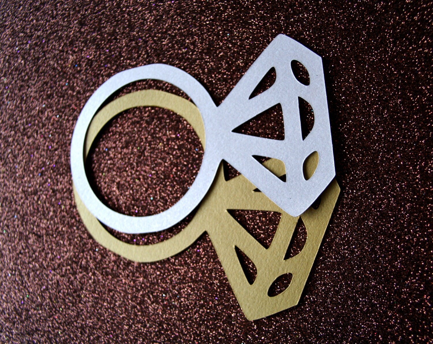 Paper ENGAGEMENT rings 10 pcs GOLD paper diamond ring