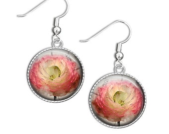 Flower Earrings, Watercolor Flower Earrings, Glass Flower Earrings, Watercolour Earrings, Flower Drop Earrings (flower 8)