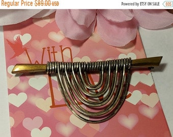 Flash Sale Marjorie Baer San Francisco Large Modernist Mixed Metal Brooch Pin Silver Brass Signed