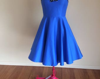 Pretty Blue Pinup Dress / Swing Dress / Rockabilly Dress / Circle Dress
