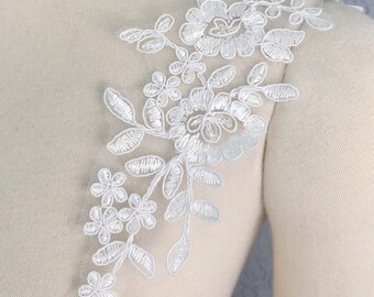 Set of Two Detachable Ivory Lace Straps to Add to your Wedding dress Add-on Removable