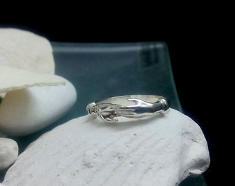 SALE! Simple silver ring,hands ring,friendship ring,best friend gift,sister ring,stack slim ring,stacking silver ring
