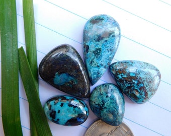 5 Pcs Lot!!! Beautiful Blue Azurite Cabochon Stone - Lovely Azurite Gemstone For Jewelry Use 80.80Cts. (AB-48)
