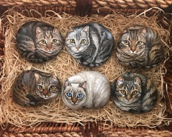 Painted Animals on Rocks - Cats - Painted Rocks