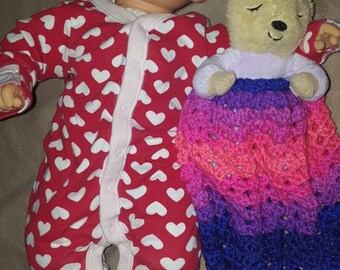 Pink and purple baby snuggly, "now I lay me Down to sleep" prayer