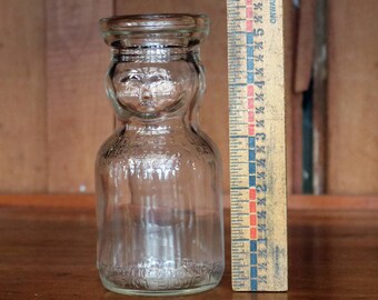 FREE SHIPPING within the U.S. ~ Vintage 1/2 Pint (1 Cup) Glass Milk Bottle ~ Baby Face Top ~ Brookfield Dairy ~ Hellertown, PA ~ Clear Glass