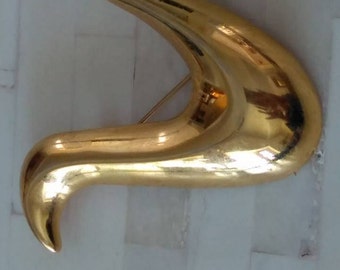 MONET Stylized Bird Pin in Gold Tone