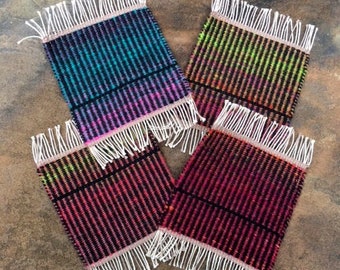 Handwoven Shift in the Cosmos Mug Rugs, Set of 4, coasters