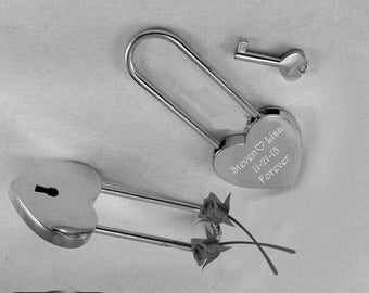Love Lock, Heart Lock, Custom Lock, Personalized Silver Heart Love Padlock With Key, Engraved Love Lock, Silver Padlock, Free Engraving