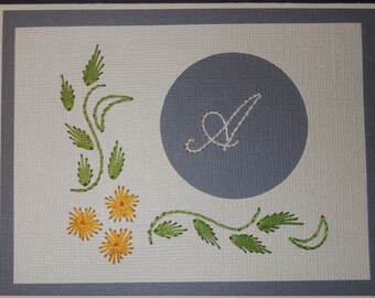 Monogrammed Hand Stitched Note Cards - Pack of Five
