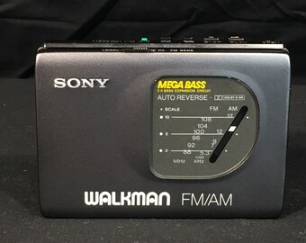 Vintage Sony Walkman, WM FX50 Cassette Player FM AM Radio, Audio Device, Gray Portable Radio, Tape Player Made in Japan, Mega Bass Music