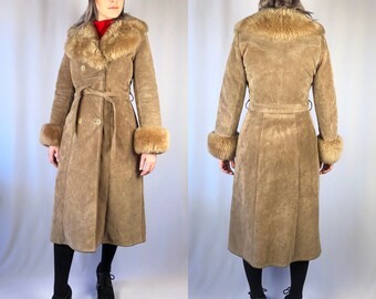 Vintage 1970's Suede Shearling Penny Lane Coat