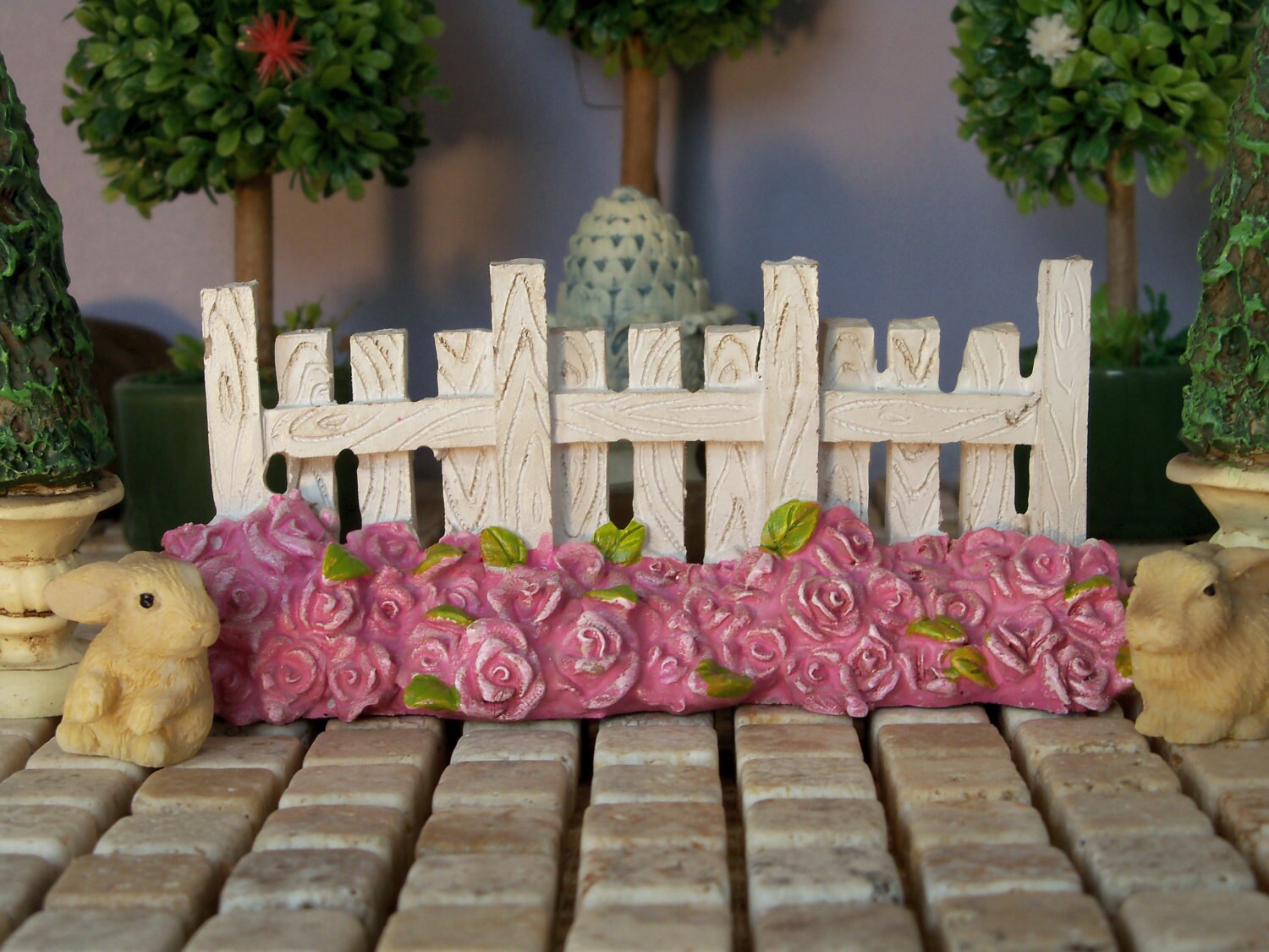 Fairy Garden Fence Dollhouse Miniature White Picket With Zoom