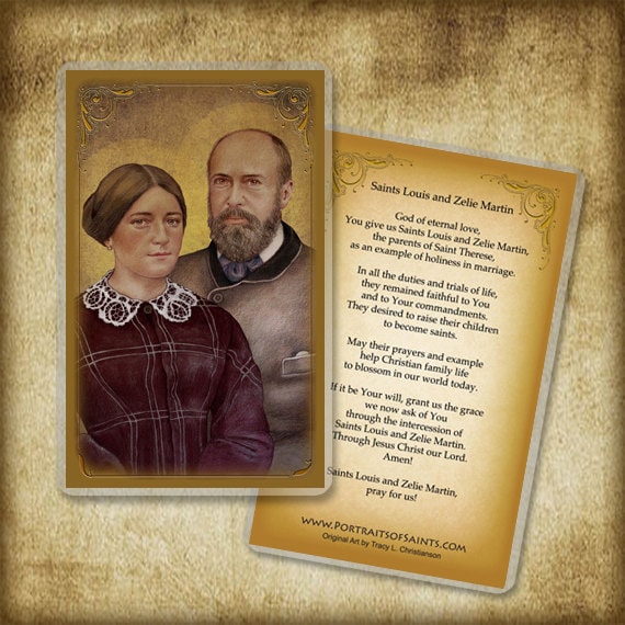 Sts. Louis & Zelie Martin Holy Card or Wood Magnet 0206