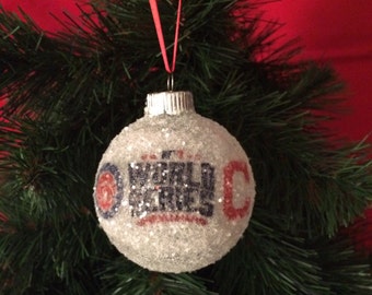 World Series 2016!! Chicago Cubs vs. Cleveland Indians glass glitter ornament